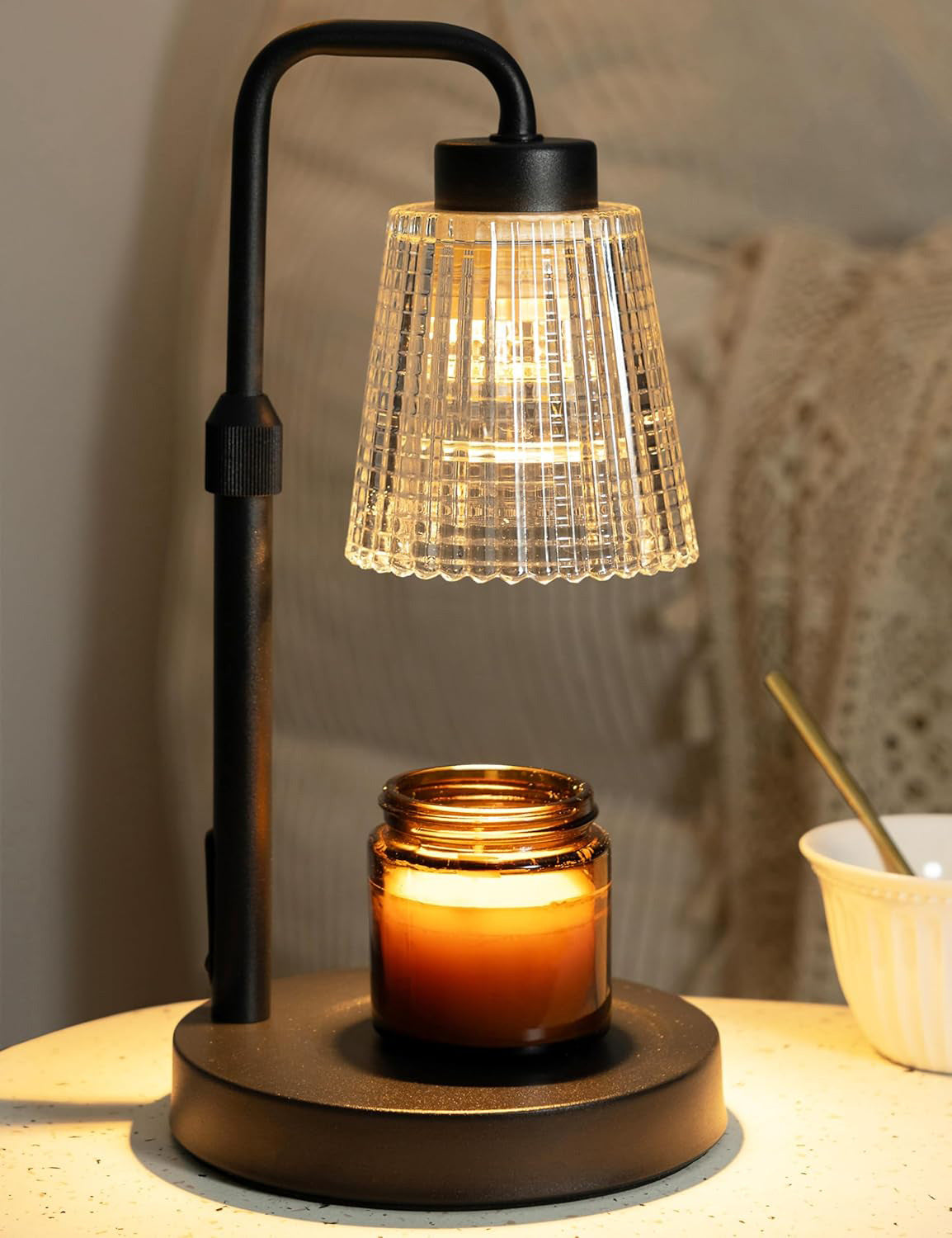 New Amazon Flameless Adjustable Aromatherapy Candle Lamp, Solid Wood Aromatherapy Essential Oil Candle Lamp, Bedroom Atmosphere Table Lamp