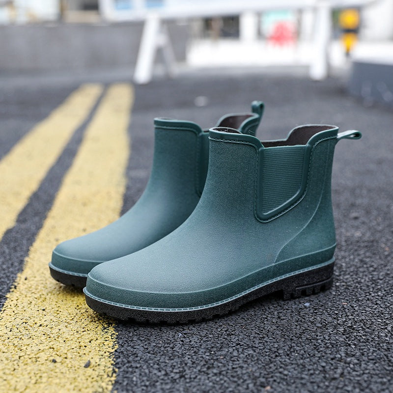 Chelsea non-slip rain boots men's waterproof shoes short tube rain boots wear-resistant warm mid-tube rubber shoes fishing car wash overshoes