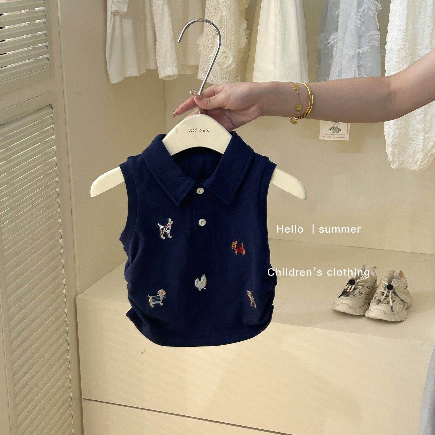 Girls' Summer Set 2026 New Style Stylish Baby School Style Polo Neck Vest Top and Skirt Two-Piece Set