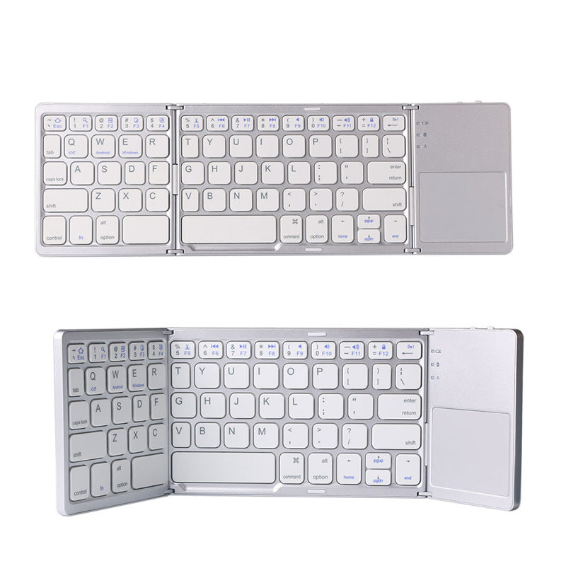 Folding ipad Keyboard Suitable for Apple Mobile Phone Tablet, Tri-Fold Touchpad Portable External Bluetooth Keyboard