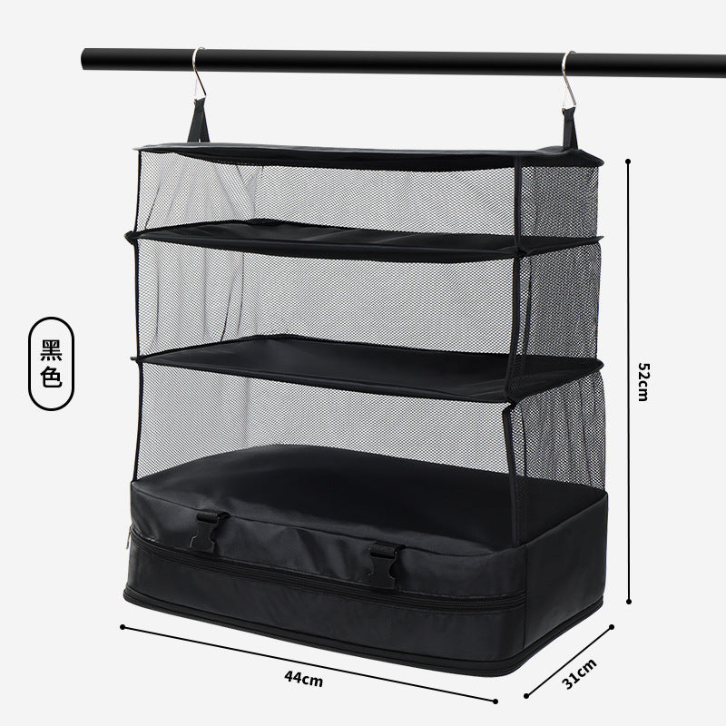 Hanging Large-capacity Clothing Storage Bag, Layered and Foldable, Portable Student Bag, Outdoor Travel Bag