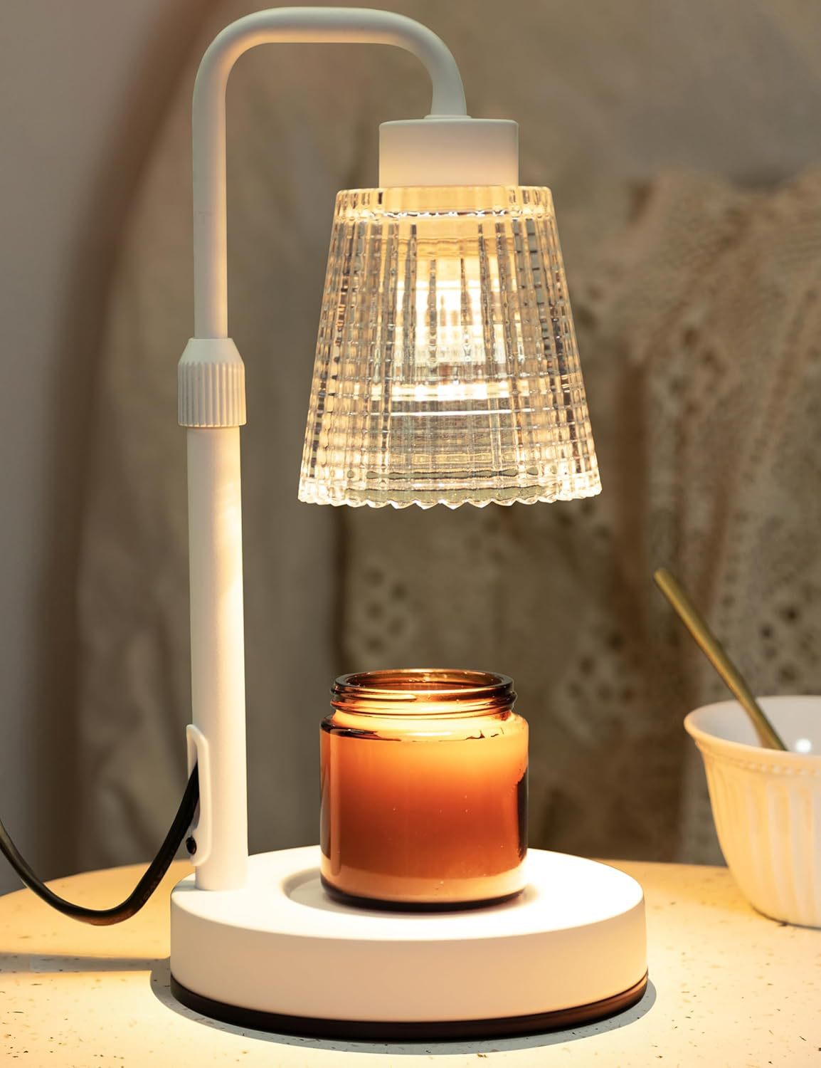 New Amazon Flameless Adjustable Aromatherapy Candle Lamp, Solid Wood Aromatherapy Essential Oil Candle Lamp, Bedroom Atmosphere Table Lamp
