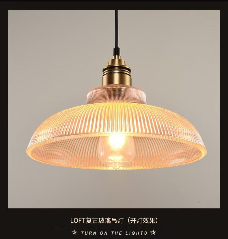 Creative Nordic Industrial Style Home Lighting, Bar Restaurant Bedroom Study Simple Striped Glass Chandelier