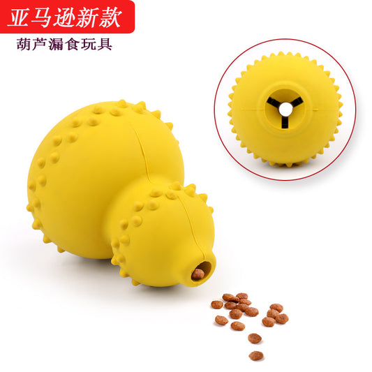 Amazon pet food leaking toy rubber bite-resistant educational interactive teething gourd pet toy dog toy
