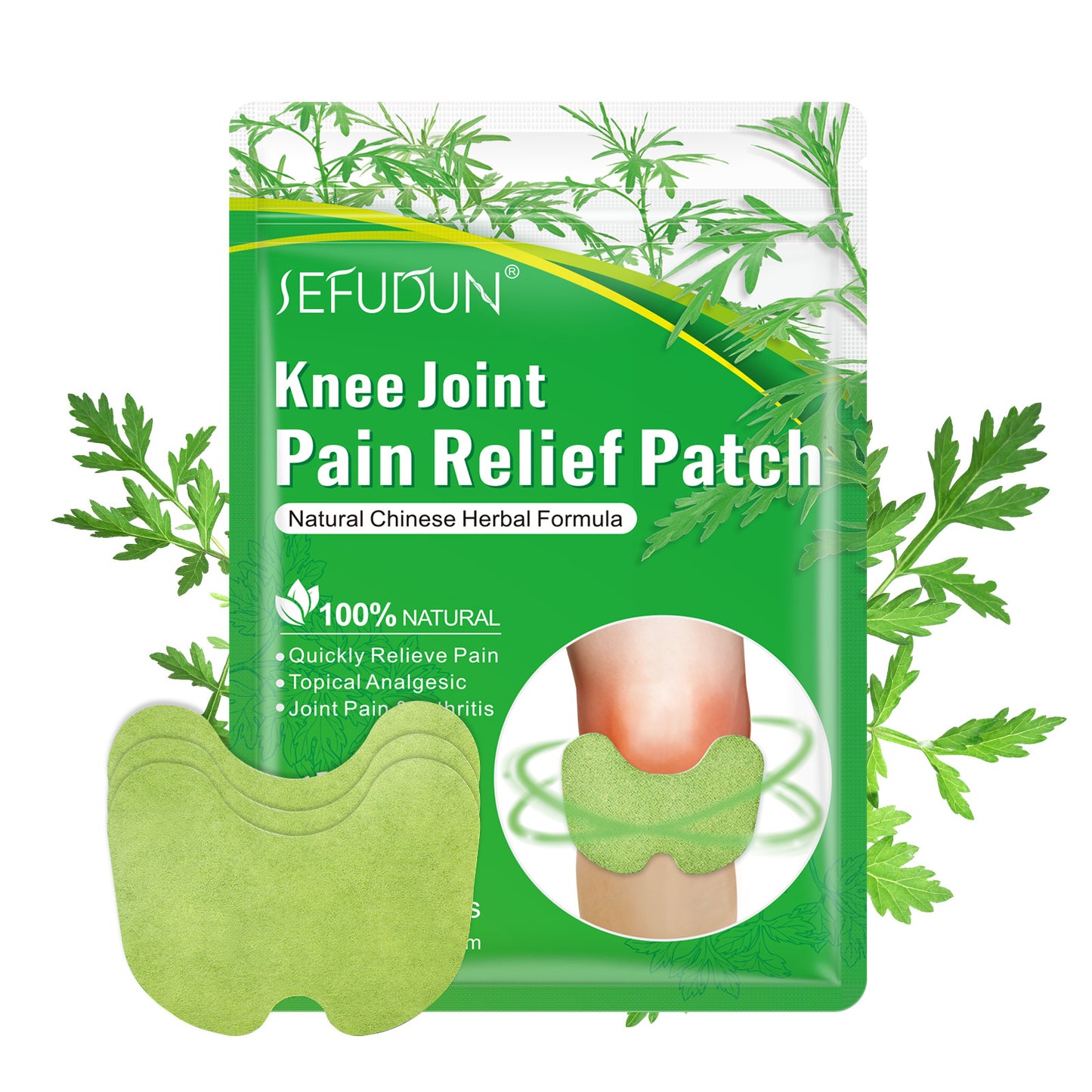 (MOQ: 3)SEFUDUN Mugwort Spine Patches for Lumbar and Neck Spine, Knee Patches, and Heat Therapy for Shoulders, Knees, and Lumbar Spine. 12 patches/bag available.