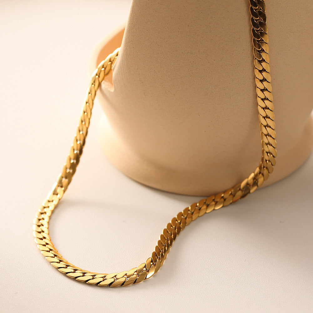 Titanium Steel Cuban Chain Hip-Hop Hiphop Chain Accessories Cool Couple Versatile Horsewhip Chain Personality Domineering Necklace for Women