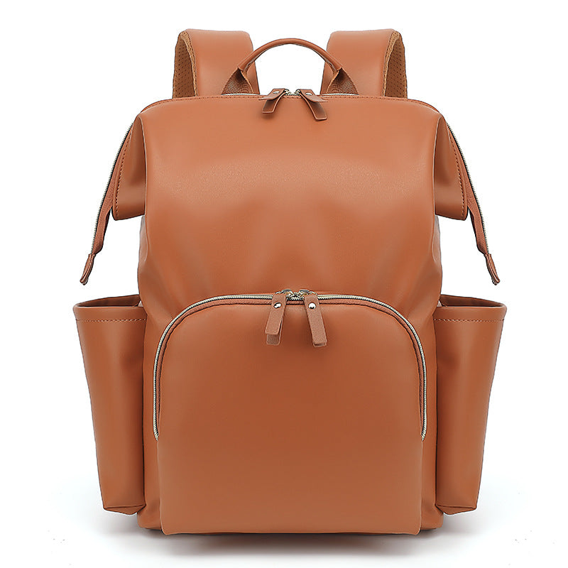 Large Capacity PU Leather Backpack, Diaper Bag, Maternity and Baby Handbag, Portable and Lightweight