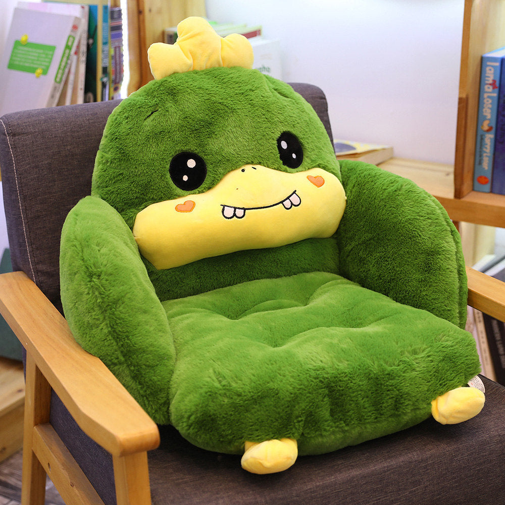 Cartoon Semi-Surrounded Cushion Plush Toy Office Seat Cushion, Home Pillow Lazy Conjoined Cushion