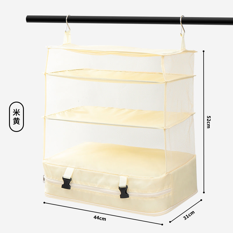 Hanging Large-capacity Clothing Storage Bag, Layered and Foldable, Portable Student Bag, Outdoor Travel Bag