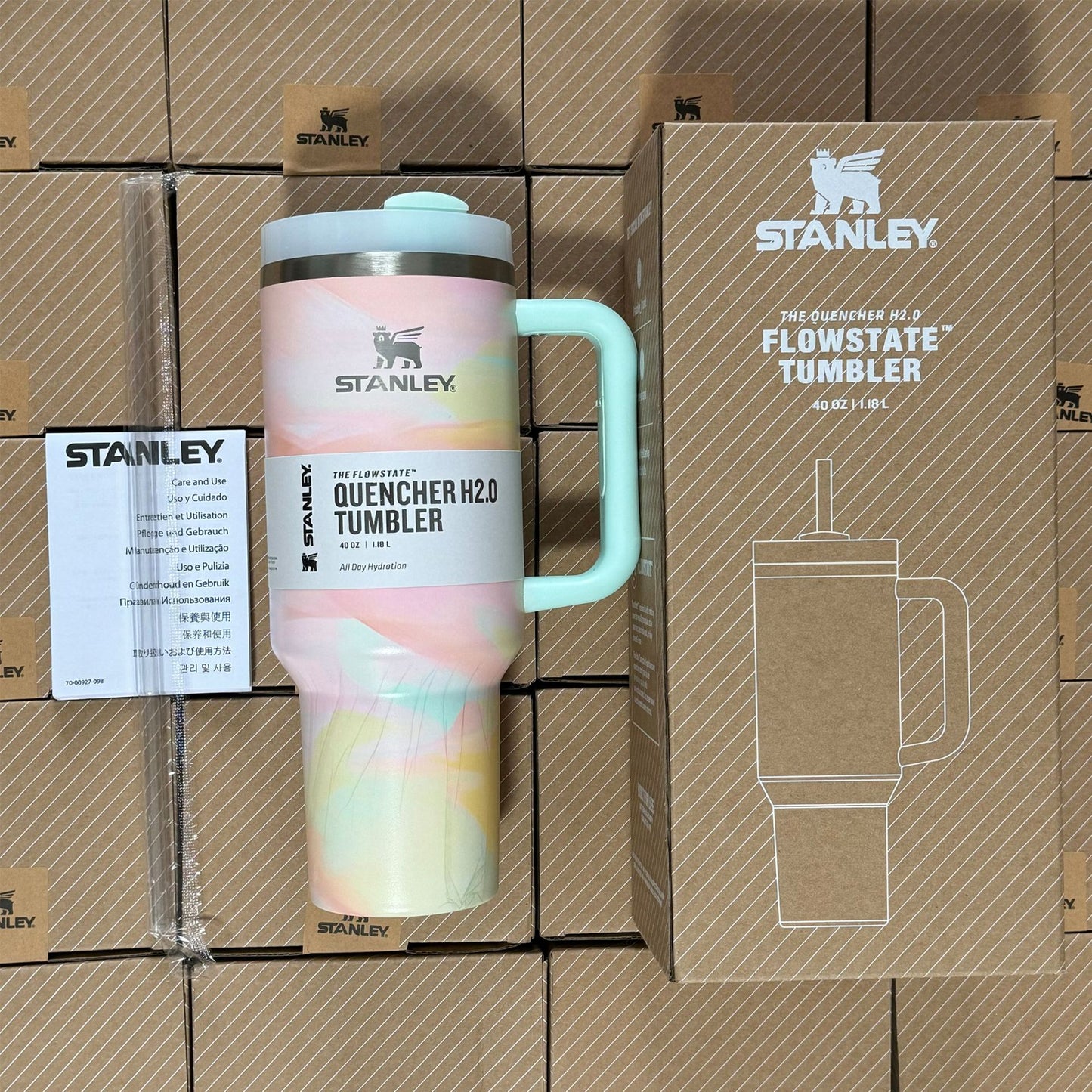 40oz 2nd Generation Stanley Car Cup, Thermos Cup Handle Stanley 40oz Giant Ice Cup Big Belly