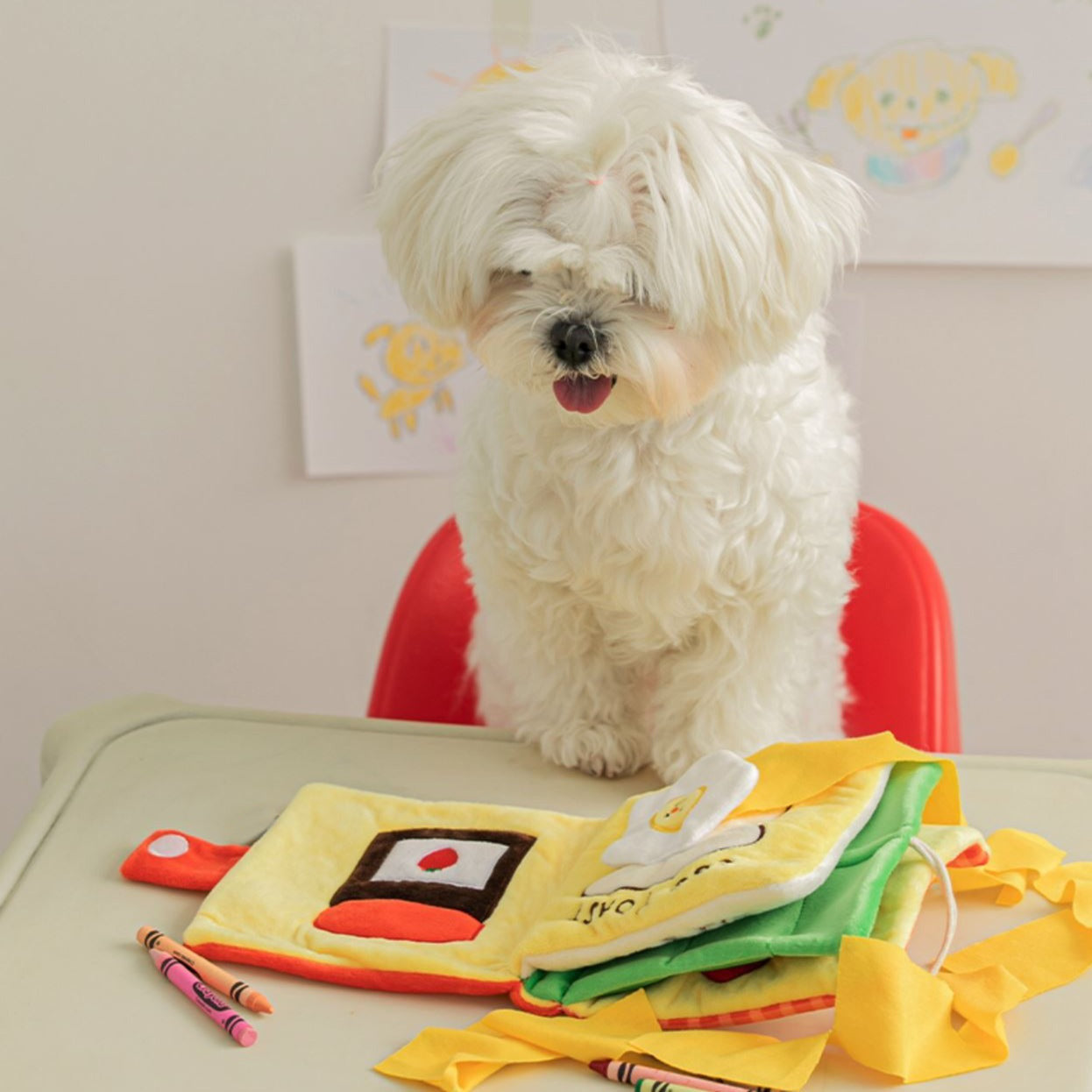 Spot Ins Korean food leakage sniffing sound cute cloth book toy dog hiding food book pet toy
