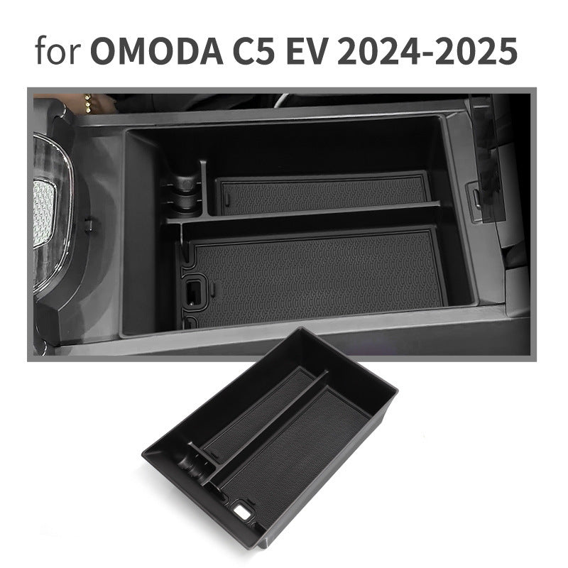 This is a Car Accessory Modification for The Center Console Armrest Storage Box of The 2024-2025 OMADA C5 EV
