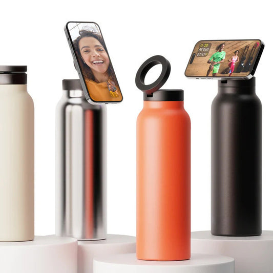 New 304 Stainless Steel Thermos Cup, Magnetic Bracket Large Capacity Water Cup, Portable Sports Cold Water Bottle