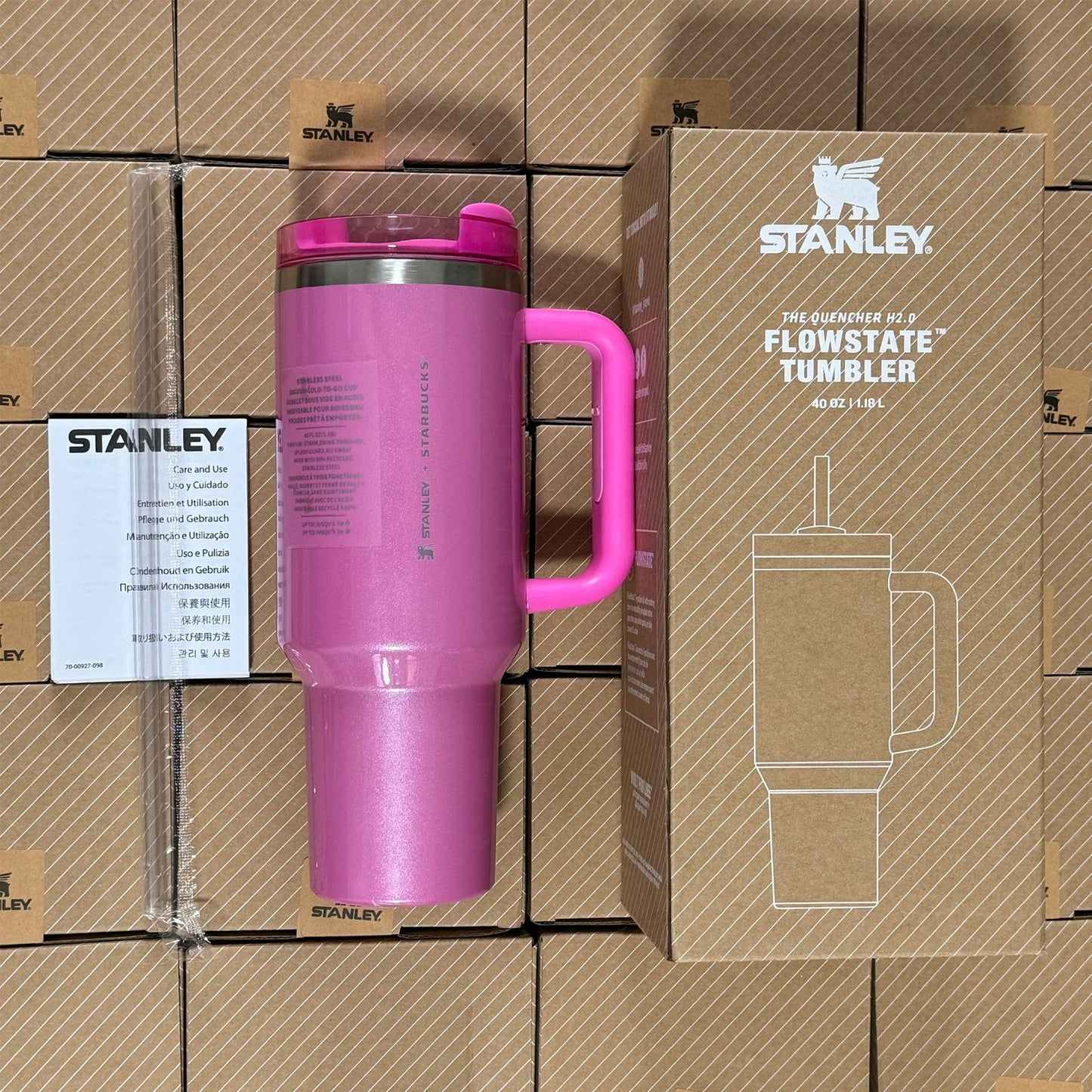 40oz 2nd Generation Stanley Car Cup, Thermos Cup Handle Stanley 40oz Giant Ice Cup Big Belly