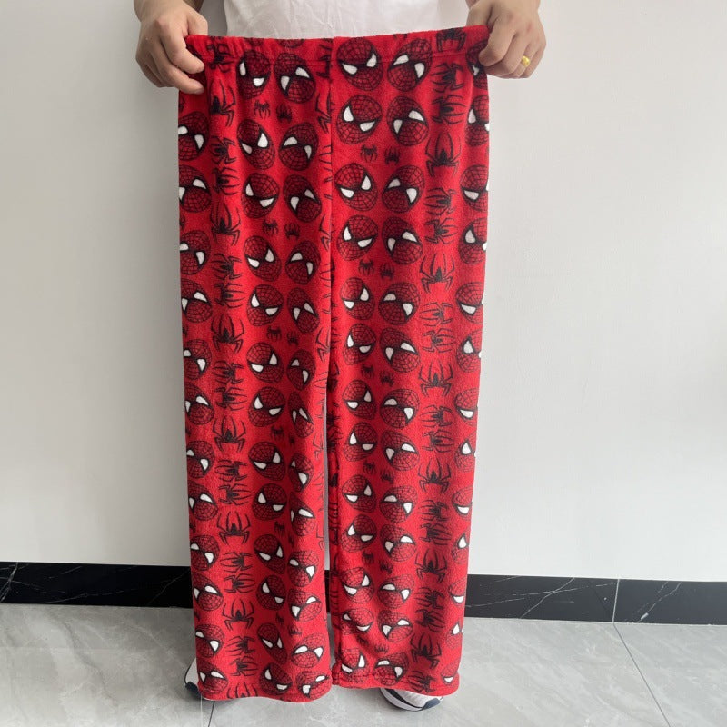 Flannel Cartoon Walking Pants Pajamas Thick Ladies Autumn