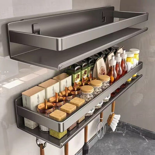 Kitchen Spice Rack, Punch-Free Wall-Mounted Multifunctional Kitchen Spice Rack, Kitchenware Storage Rack