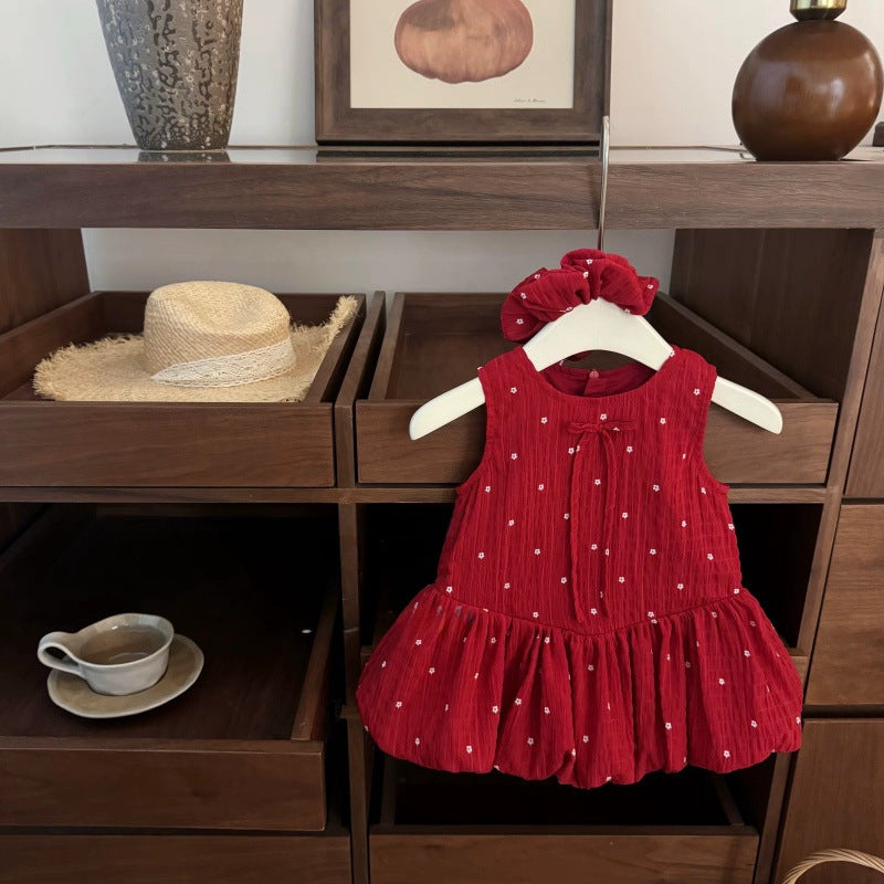 Sweet Little Si Baby Summer New Dress 2026 Girls' Embroidered Tulip Skirt Stylish Baby Girl Vest Dress