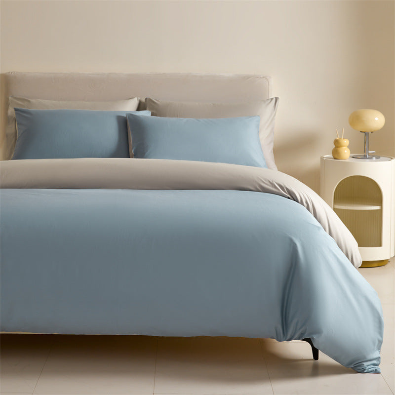 Solid Color Double-tone 100% Cotton Four-piece Bedding Set, Spring 2025 100% Cotton Duvet Cover, Nantong Bedding Set Three-piece Bed Sheet and Duvet Cover.