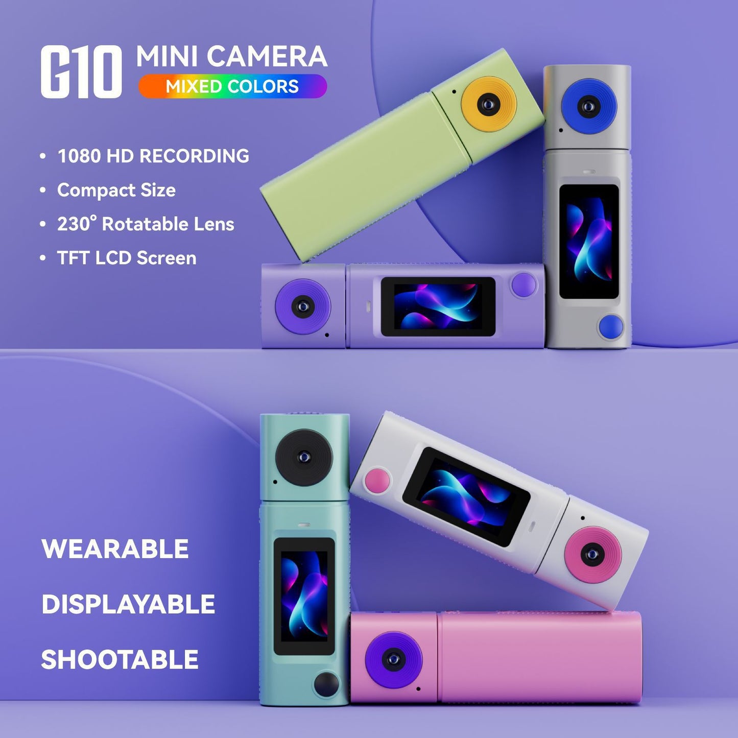 Cross-border G10 Lipstick-style Mini Thumb Digital Camera, High-Definition Outdoor Sports Video and Photography for Students, Wholesale