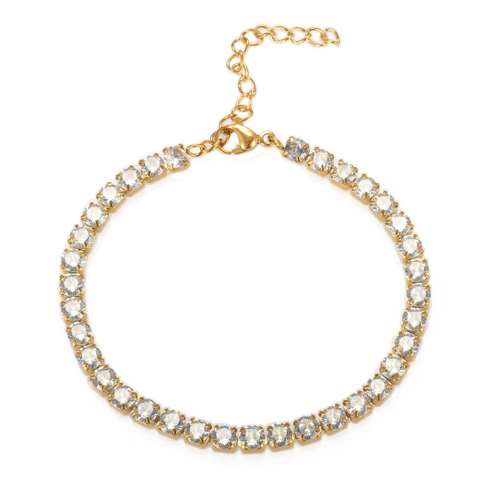 High-end fashion hip-hop zirconium bracelet high-end full diamond tennis bracelet hand jewelry trendy accessories