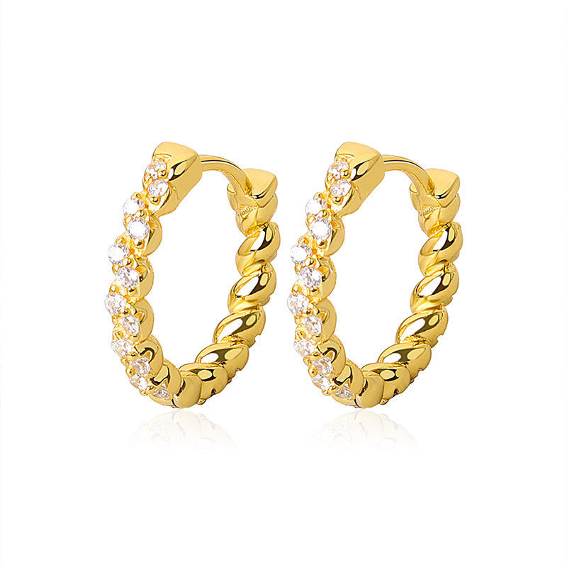 European and American hot sale S925 sterling silver custom circle zircon trendy ear buckle earring earrings earrings female one generation delivery