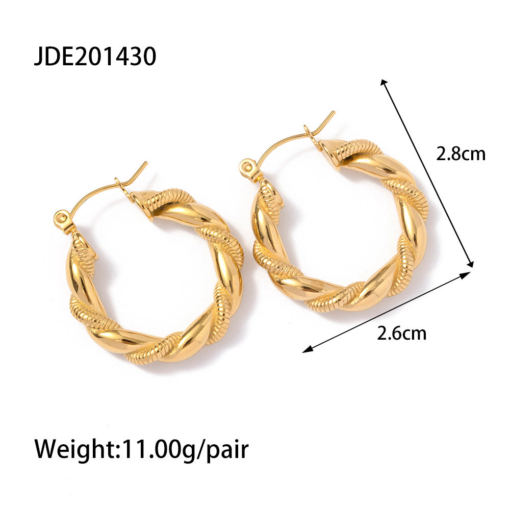 European and American fashion ins style 18k gold-plated titanium steel niche earrings stainless steel gold and silver stitching geometric earrings for women