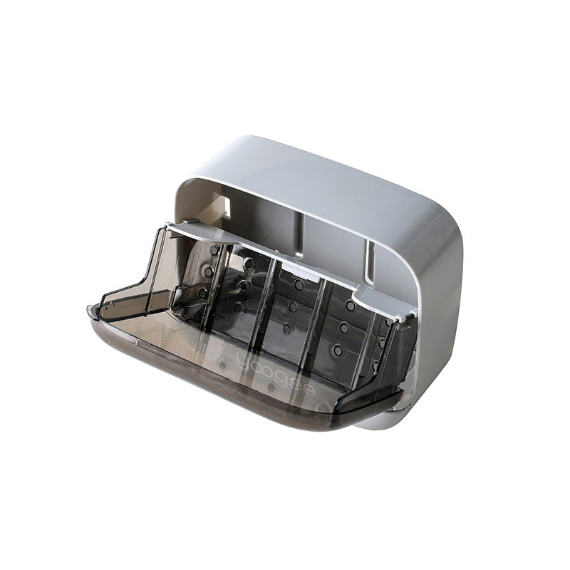 Soap Box Drain Toilet No Punching Shelf Wall-mounted Soap Box with Cover Dustproof Creative Flip Soap Box