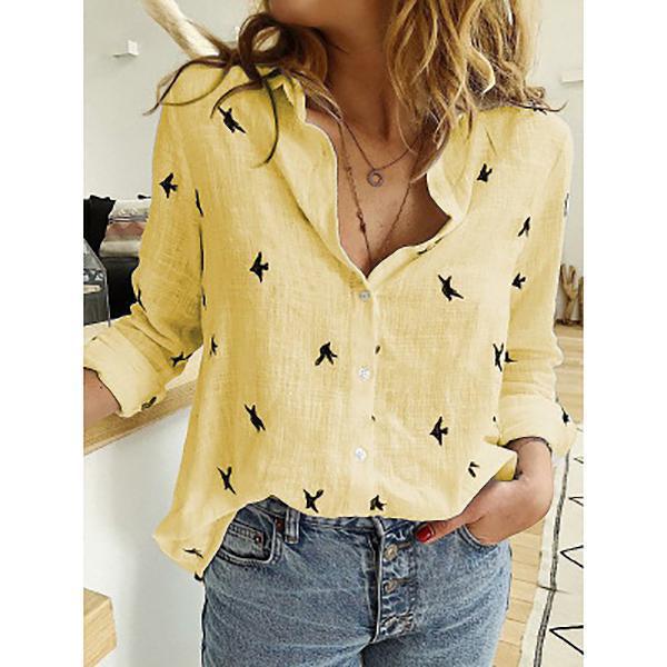 European and American Style Xiyin Amazon Best-selling Solid Color Casual Loose Long-sleeved Linen Shirt, In Stock with Sleeves, Women's Clothing