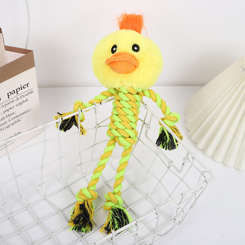 Dog Plush Cotton Rope Chewing Toy Cute Animal Shaped Teeth-Resistant
