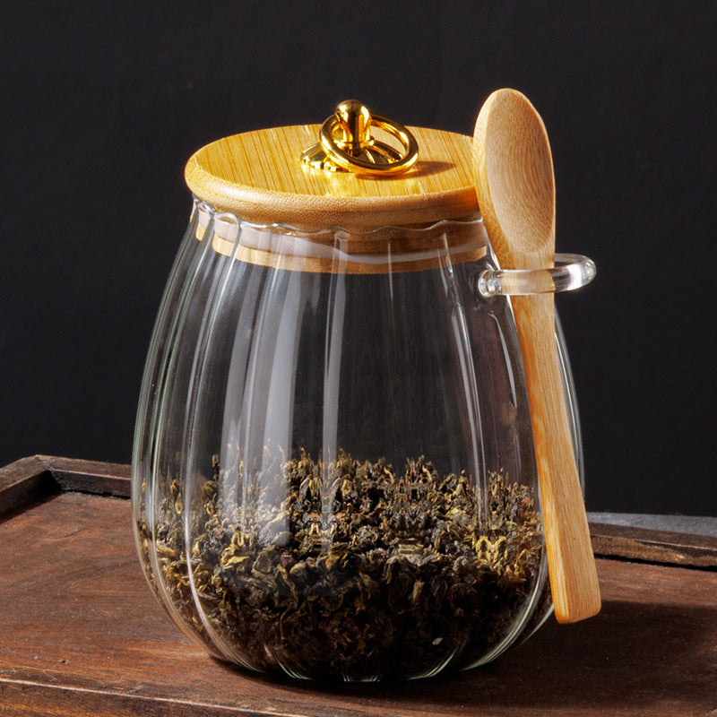Striped Snack Jar, Petal-shaped Glass Tea Jar, Honey Bottle, Coffee Bean Storage Jar, Airtight Glass Container