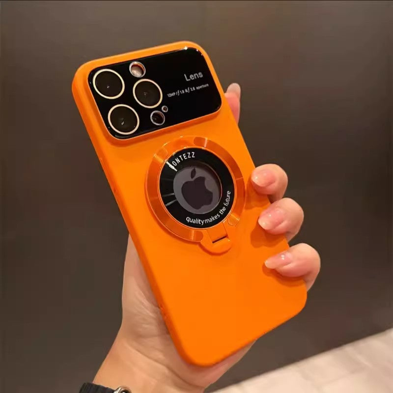 Large Window Missing Label Magnetic Suction Bracket Suitable For iPhone 15 Mobile Phone, Case All-inclusive Lens Film, Apple 14 Frosted Hard Cover