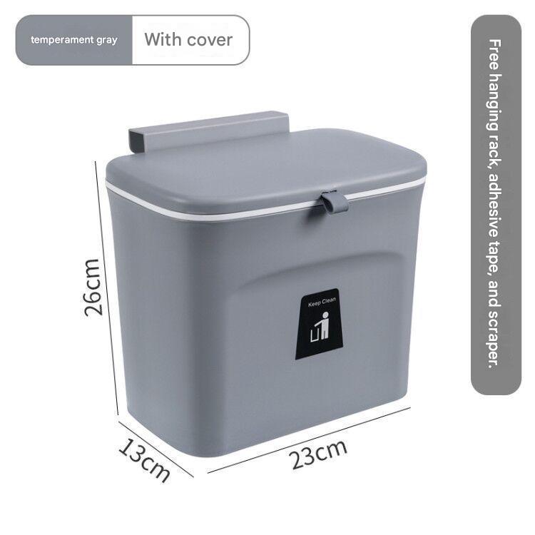 Thickened Office Sliding Lid Garbage Basket, Household Bedroom Bathroom Kitchen Portable Flip Top Kitchen Waste Wall-mounted Trash Can