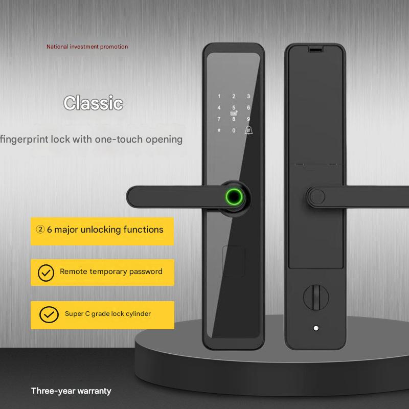 Semi-automatic Smart Lock, Home Anti-theft Door, Fingerprint Lock, Rental Apartment Password Lock, Handle To Open Electronic Door Lock