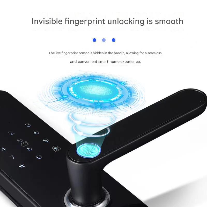 Semi-automatic Smart Lock, Home Anti-theft Door, Fingerprint Lock, Rental Apartment Password Lock, Handle To Open Electronic Door Lock