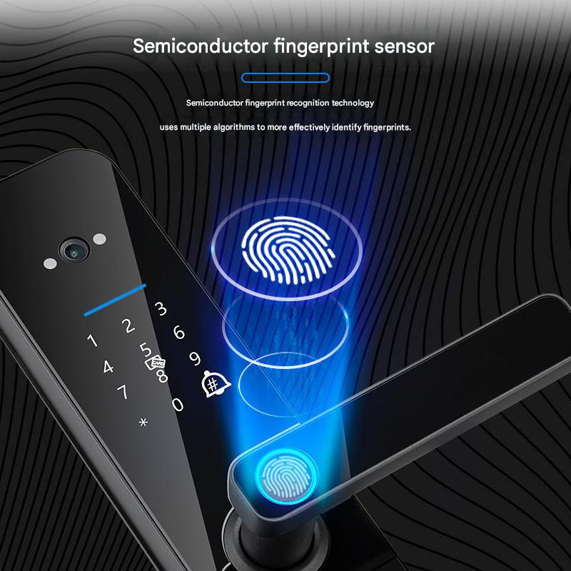 3D Cat Eye Camera Monitoring Tuya Smart Electronic Door Lock, Fingerprint Password Lock, Apartment Hotel Door, Home Wooden Door