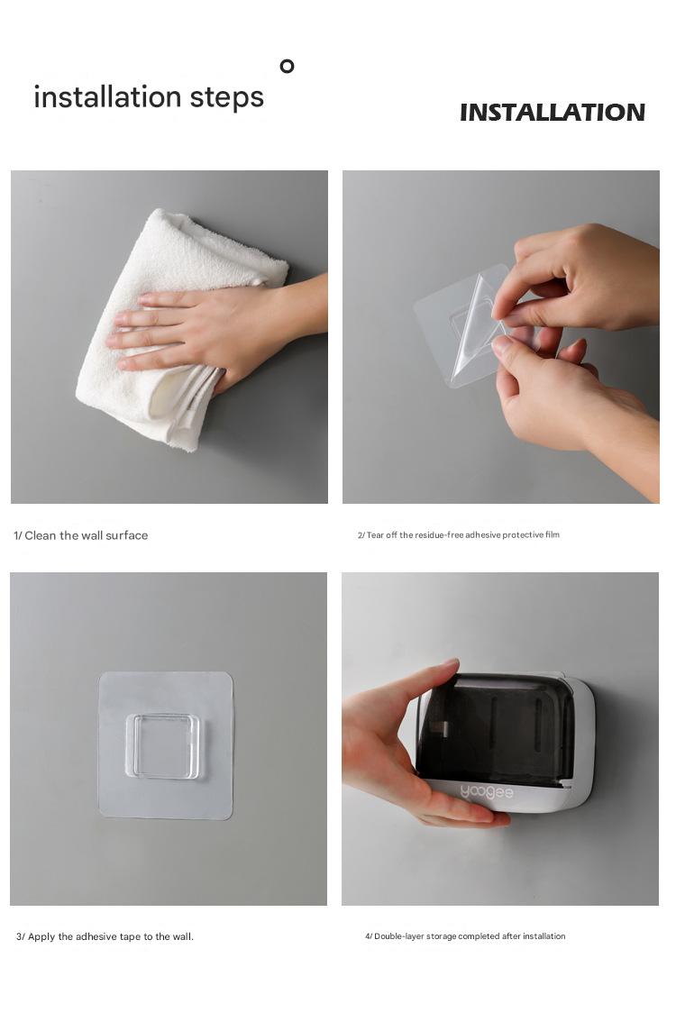Soap Box Drain Toilet No Punching Shelf Wall-mounted Soap Box with Cover Dustproof Creative Flip Soap Box