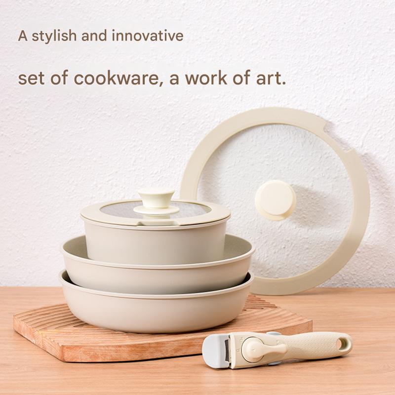 High-Value Detachable Handle Pot Medical Stone Pan Outdoor Set, Pot Portable Pot Camping Cooker Frying Pan