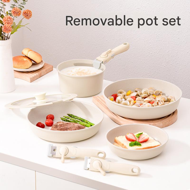 High-Value Detachable Handle Pot Medical Stone Pan Outdoor Set, Pot Portable Pot Camping Cooker Frying Pan