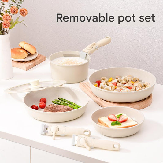 High-Value Detachable Handle Pot Medical Stone Pan Outdoor Set, Pot Portable Pot Camping Cooker Frying Pan