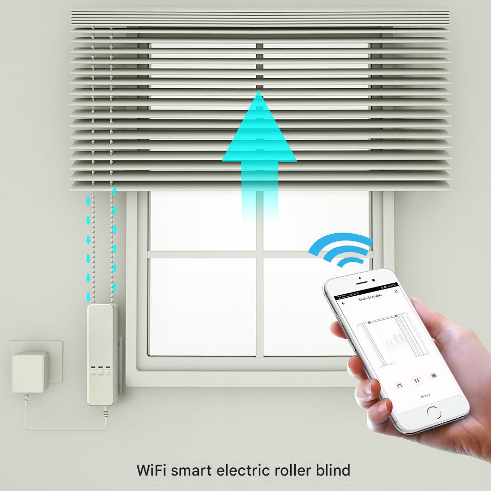 Tuya WiFi Smart Roller Shutter Motor, Mobile APP Controls Blinds Pull Cords, Smart Home Electric Curtains