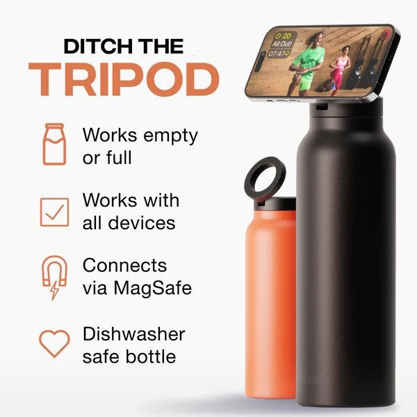 New 304 Stainless Steel Thermos Cup, Magnetic Bracket Large Capacity Water Cup, Portable Sports Cold Water Bottle