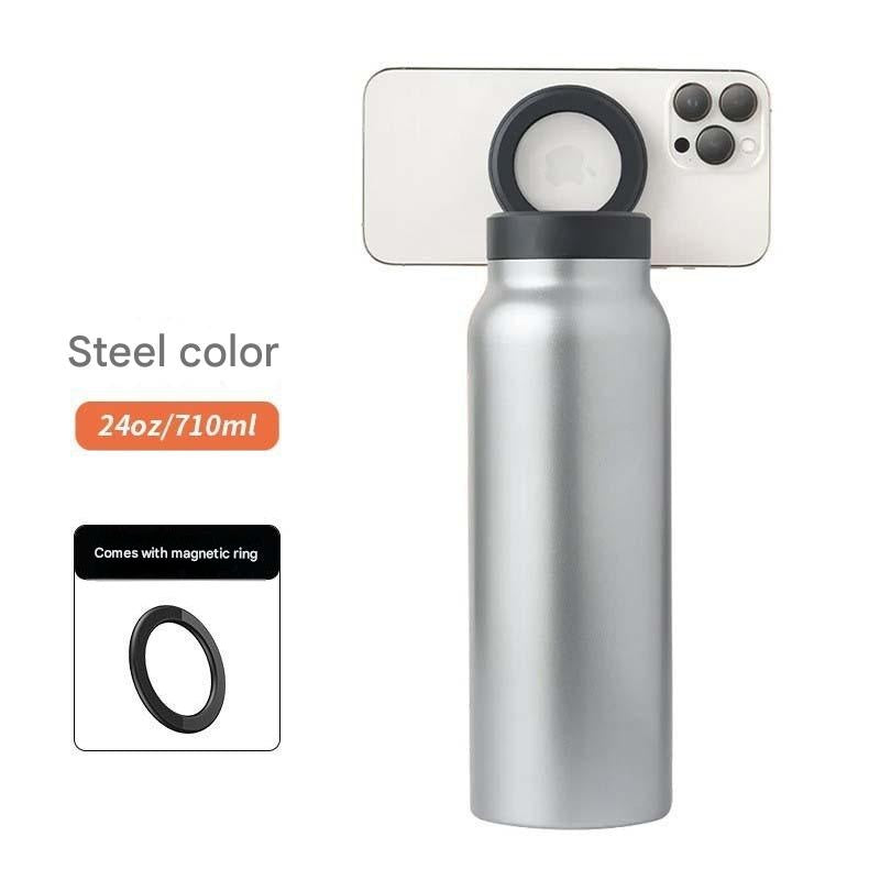 New 304 Stainless Steel Thermos Cup, Magnetic Bracket Large Capacity Water Cup, Portable Sports Cold Water Bottle