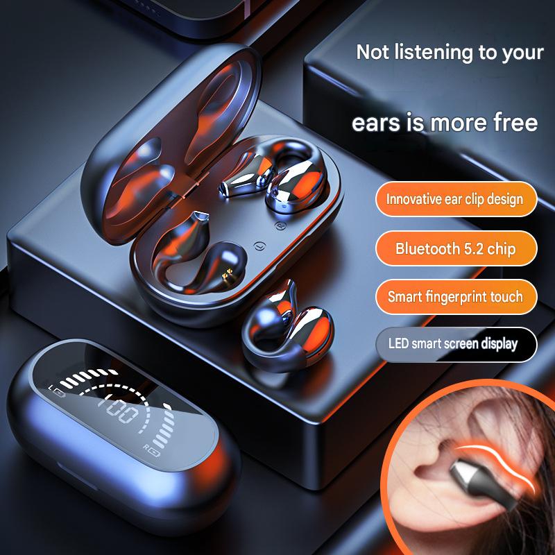s03 Clip-on-ear Noise-cancelling Wireless Bluetooth Headset with Super Long Battery Life, Not In The Ear, Not Painful for a Long Time